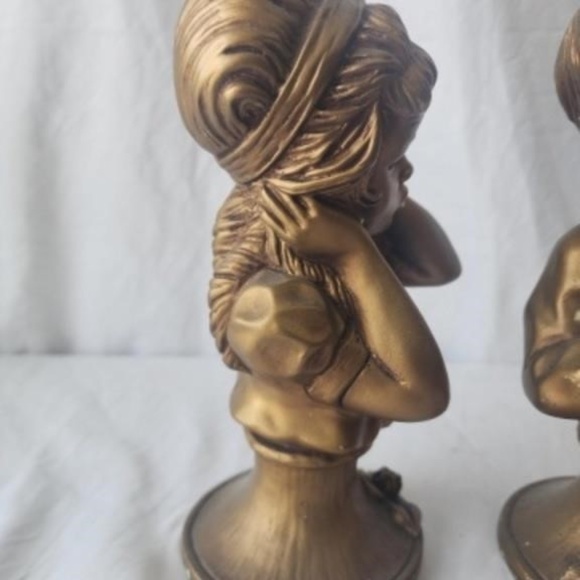 Vintage Set of 2 Boy Girl Music Theme Statues By J. Kendrick 1971 9.5 x 5 inches - Picture 3 of 12